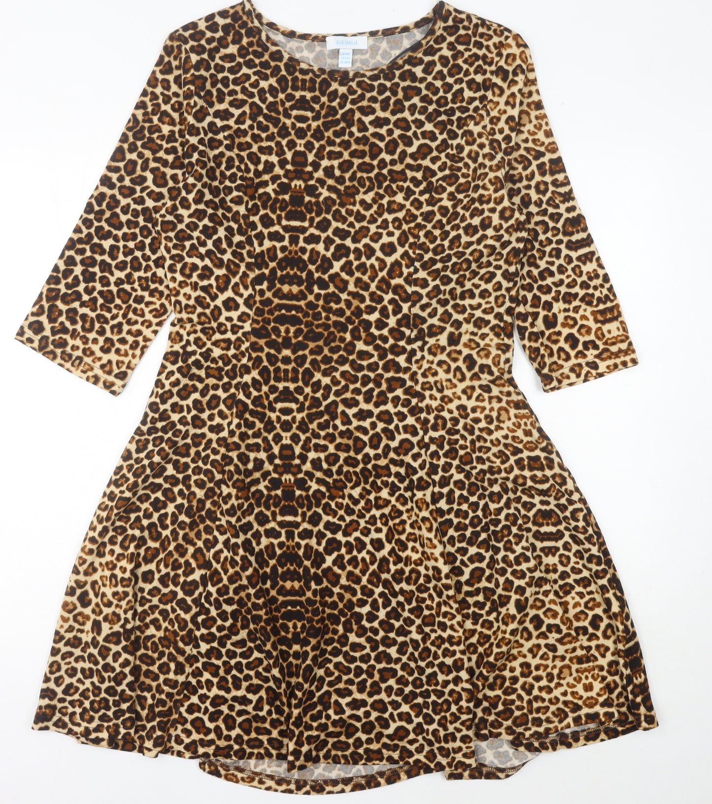 Blue Vanilla Women’s Brown Leopard Print A-Line Dress Size 14