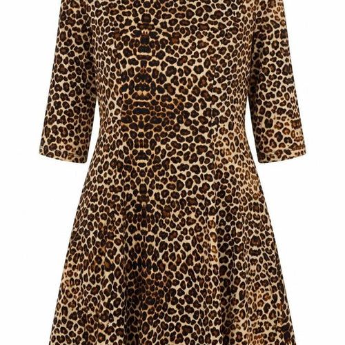 Blue Vanilla Women’s Brown Leopard Print A-Line Dress Size 14
