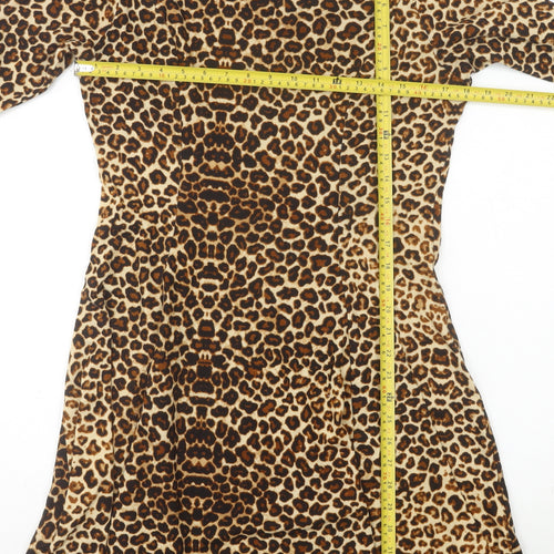 Blue Vanilla Women’s Brown Leopard Print A-Line Dress Size 14