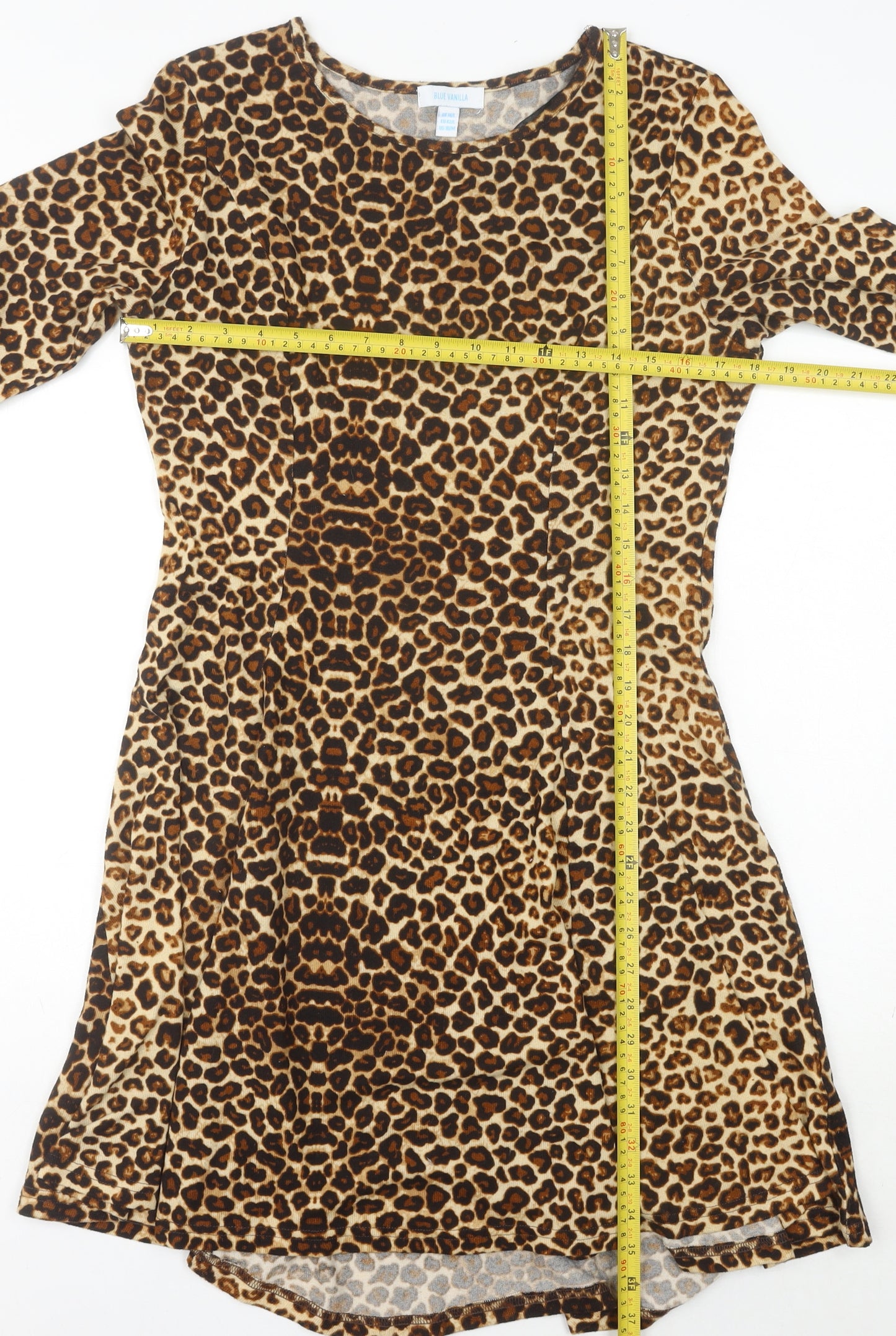 Blue Vanilla Women’s Brown Leopard Print A-Line Dress Size 14