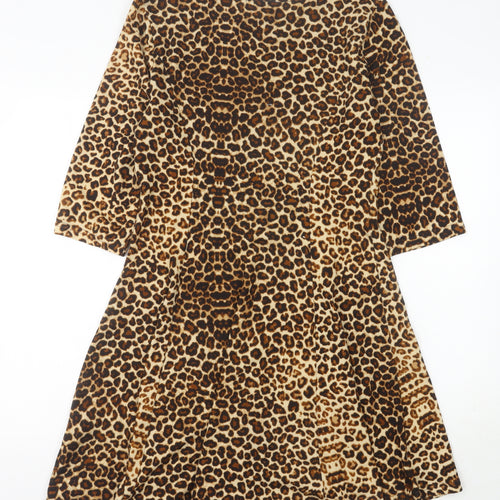 Blue Vanilla Women’s Brown Leopard Print A-Line Dress Size 14