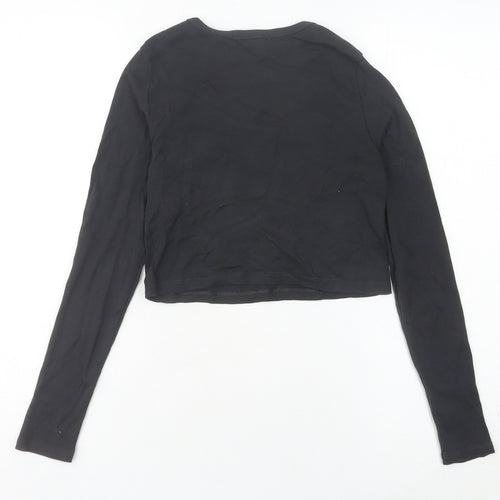 Pull & Bear Women’s Black Rolling Stones Cropped Long Sleeve T-Shirt Size S