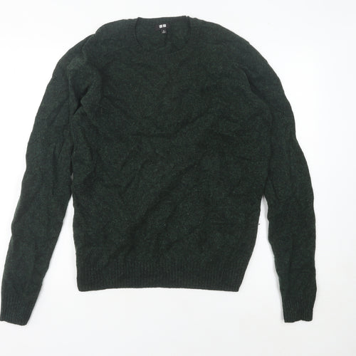 Uniqlo Men's Green Wool Crew Neck Pullover Jumper Size M
