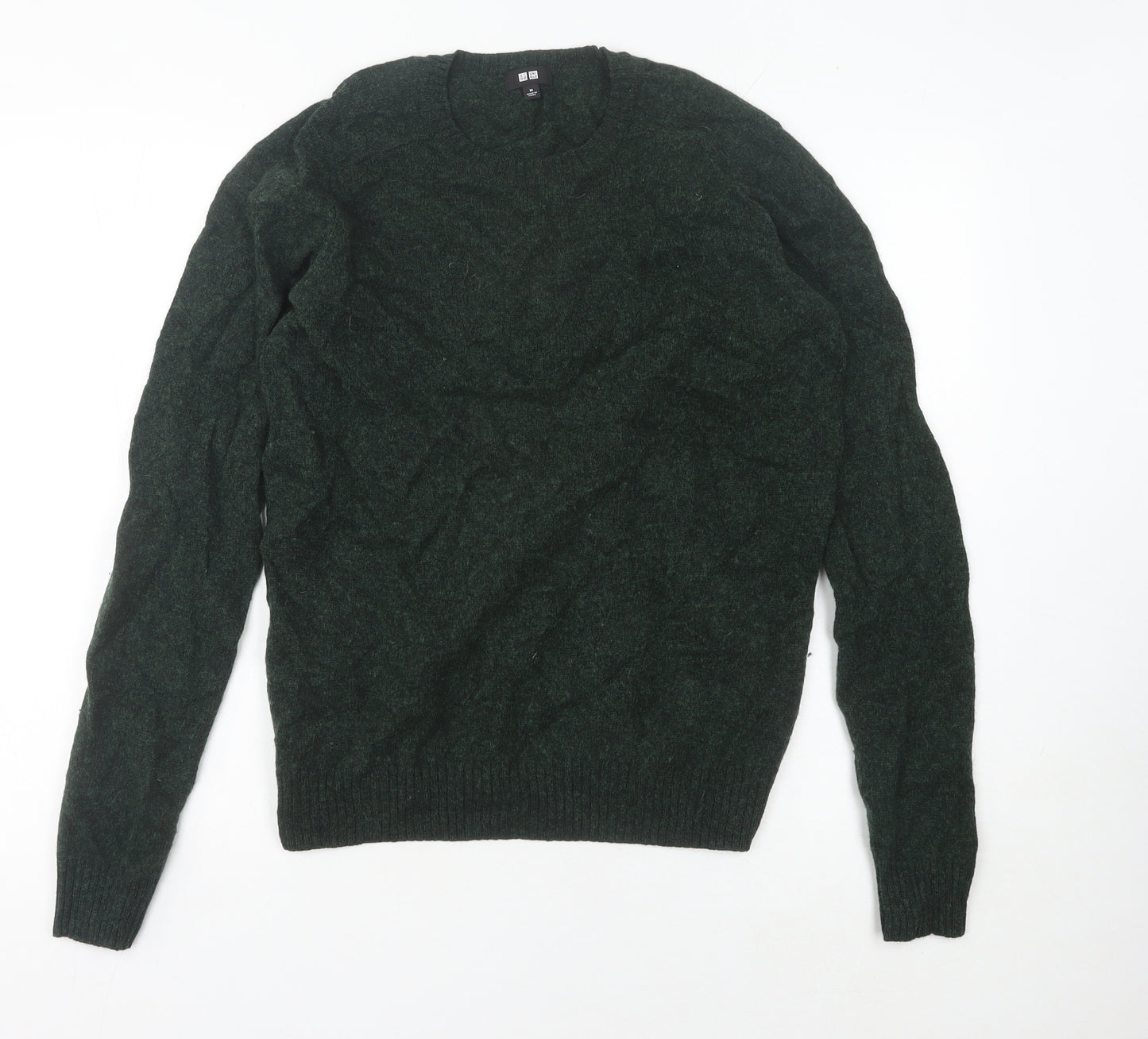 Uniqlo Men's Green Wool Crew Neck Pullover Jumper Size M