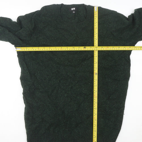 Uniqlo Men's Green Wool Crew Neck Pullover Jumper Size M