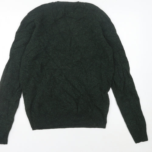Uniqlo Men's Green Wool Crew Neck Pullover Jumper Size M