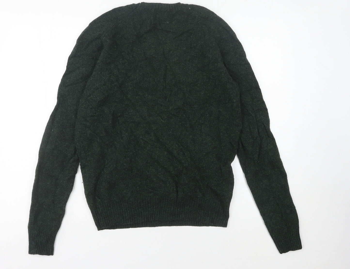 Uniqlo Men's Green Wool Crew Neck Pullover Jumper Size M