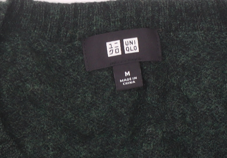 Uniqlo Men's Green Wool Crew Neck Pullover Jumper Size M