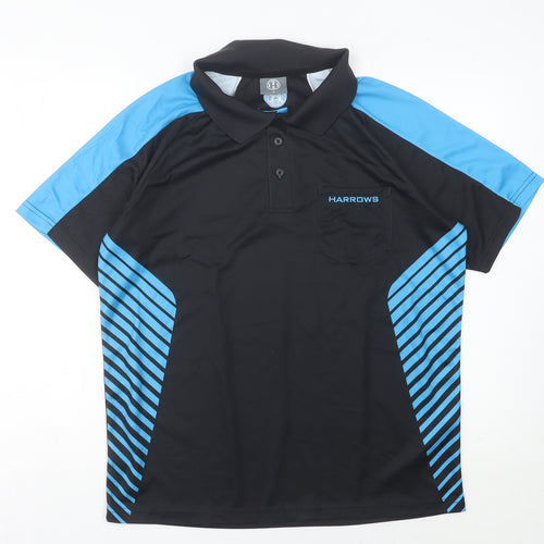 Harrows Men's Black Blue S Polo Shirt Sports Raglan Moisture Wicking