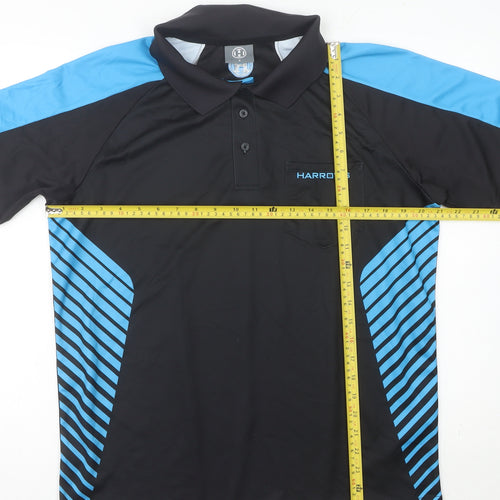 Harrows Men's Black Blue S Polo Shirt Sports Raglan Moisture Wicking