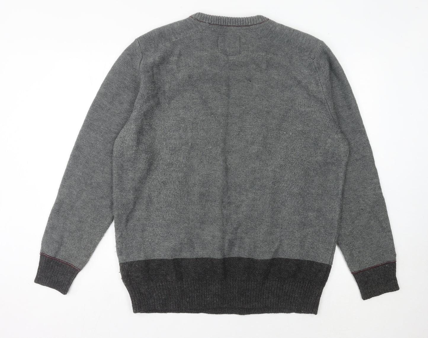 Guide London Men's Grey 2XL Cable-Knit Wool Blend Jumper