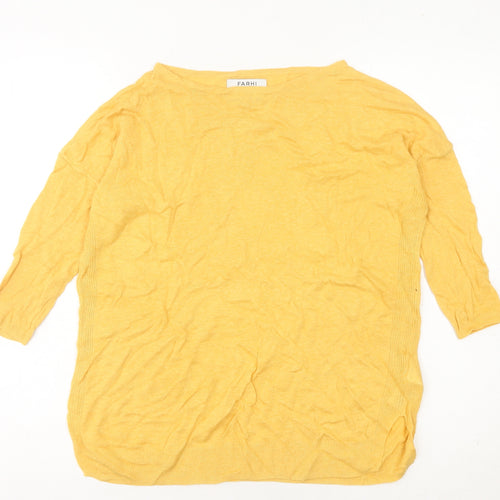 Farhi by Nicole Farhi Women's Yellow XS Linen Boat Neck Jumper