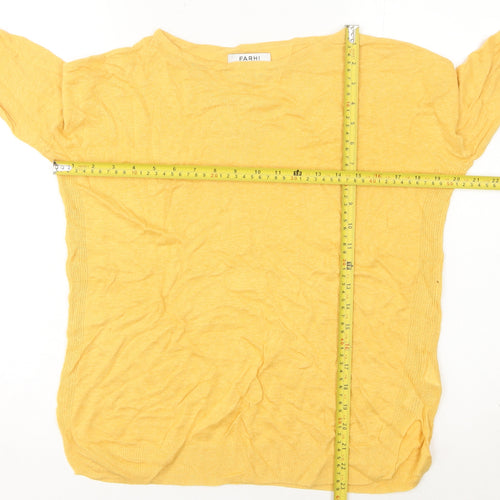 Farhi by Nicole Farhi Women's Yellow XS Linen Boat Neck Jumper