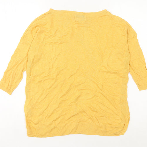 Farhi by Nicole Farhi Women's Yellow XS Linen Boat Neck Jumper