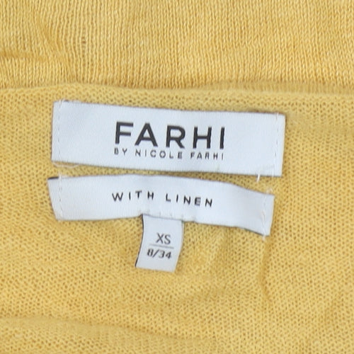 Farhi by Nicole Farhi Women's Yellow XS Linen Boat Neck Jumper
