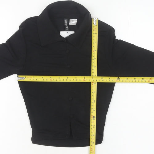 H&M Divided Women’s Black 2XS Cropped Collared Button-Up Shirt