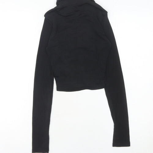 H&M Divided Women’s Black 2XS Cropped Collared Button-Up Shirt