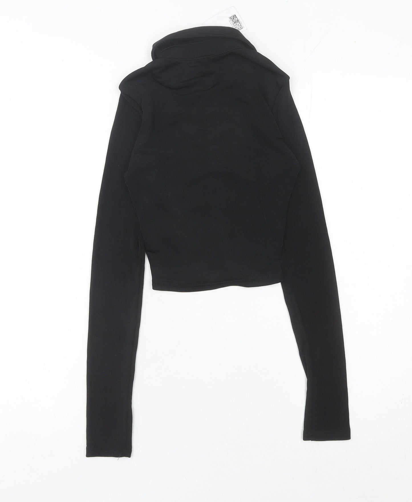 H&M Divided Women’s Black 2XS Cropped Collared Button-Up Shirt