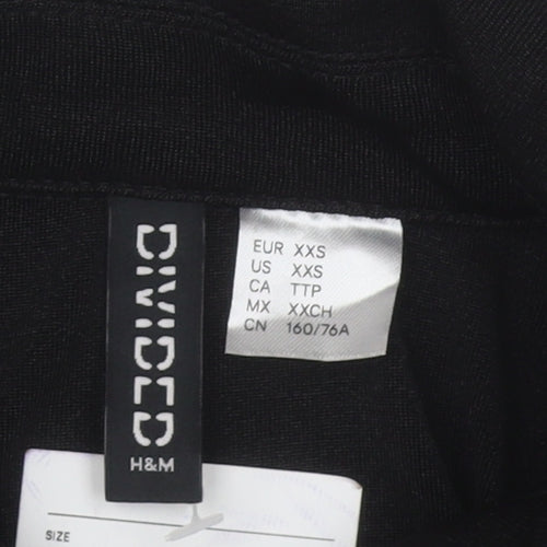 H&M Divided Women’s Black 2XS Cropped Collared Button-Up Shirt