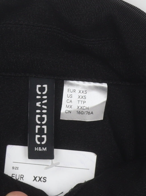 H&M Divided Women’s Black 2XS Cropped Collared Button-Up Shirt