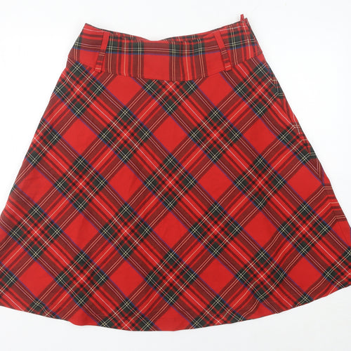 H&M Women’s Red Check A-Line Skirt Size 10 Knee Length