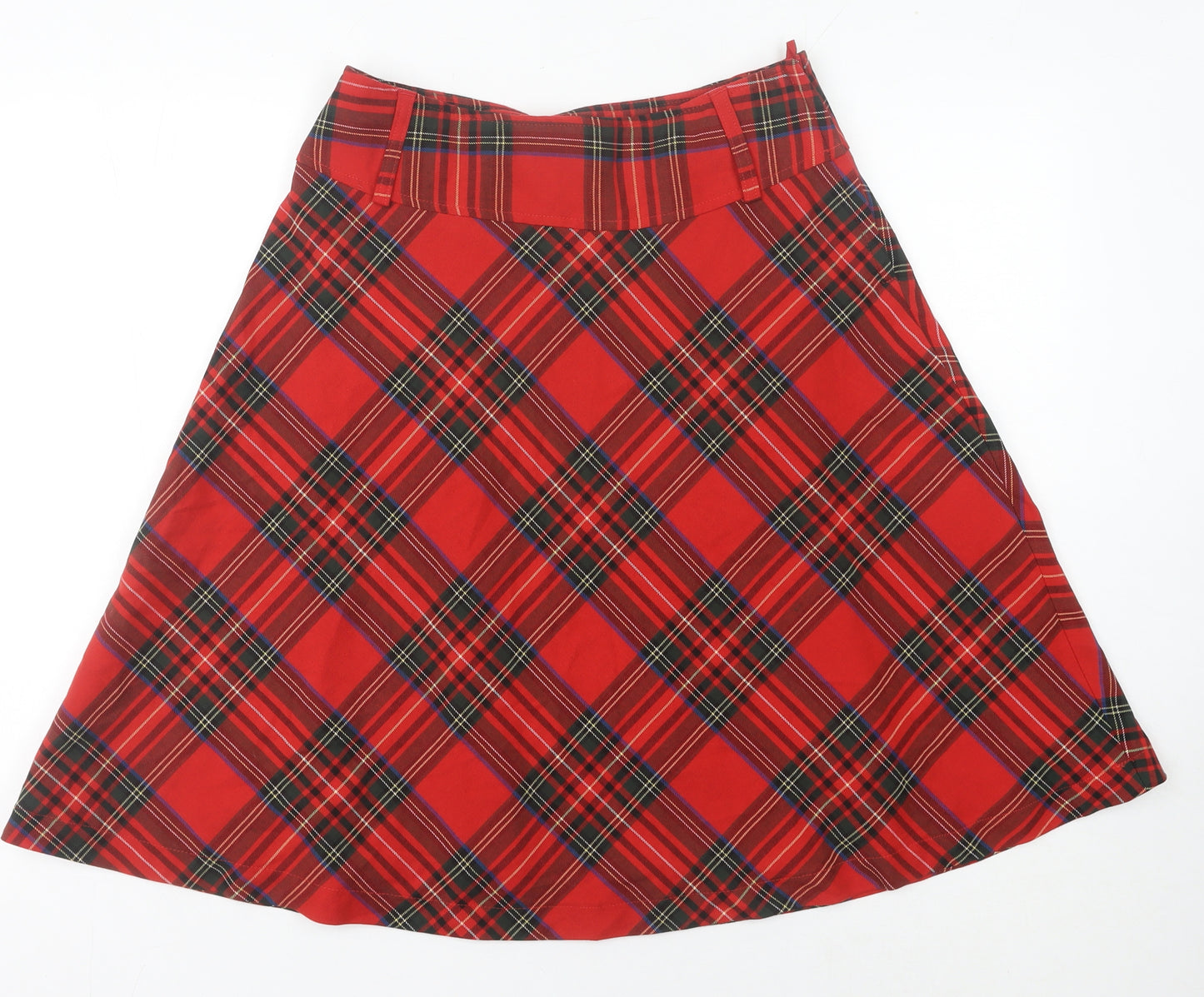 H&M Women’s Red Check A-Line Skirt Size 10 Knee Length