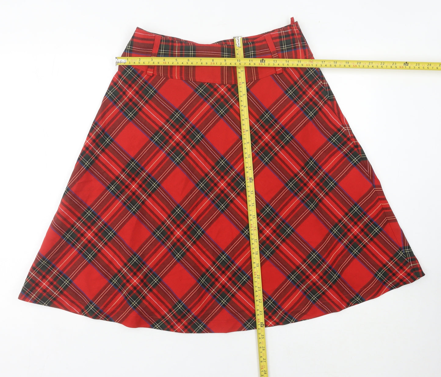 H&M Women’s Red Check A-Line Skirt Size 10 Knee Length