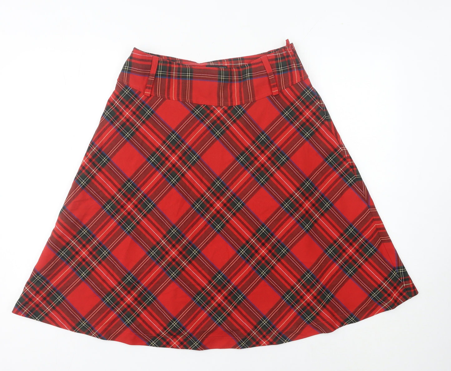 H&M Women’s Red Check A-Line Skirt Size 10 Knee Length