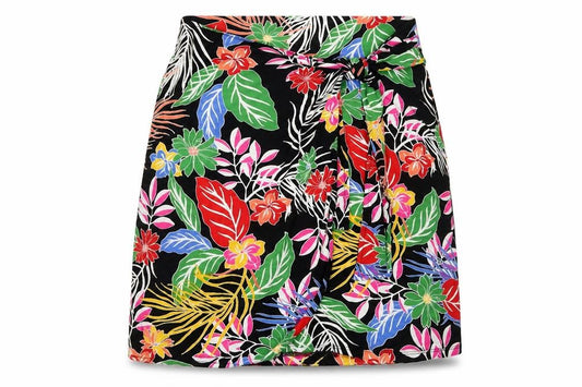 Front view of Cynthia Rowley Women’s Multicoloured Tropical Floral Wrap Skirt M