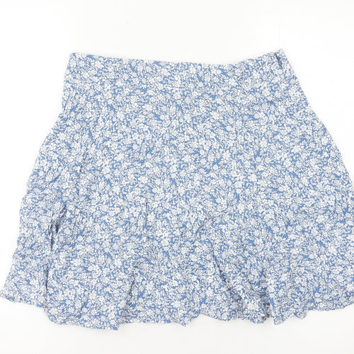 New Look Women's Blue Floral A-Line Skirt Size 12 Viscose Summer