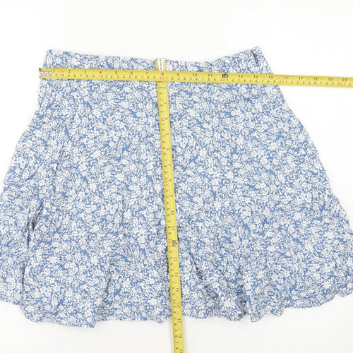 New Look Women's Blue Floral A-Line Skirt Size 12 Viscose Summer
