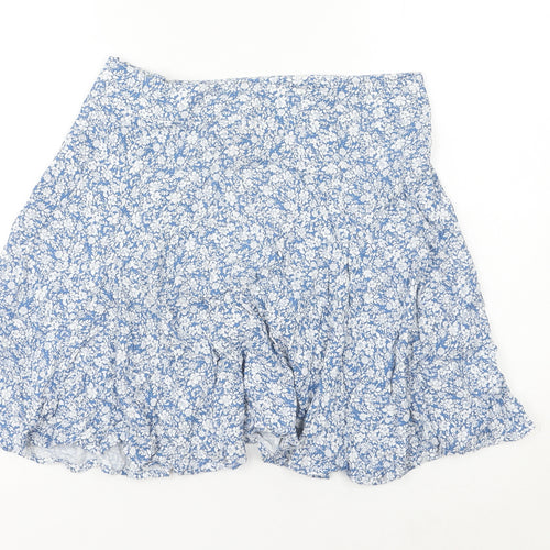 New Look Women's Blue Floral A-Line Skirt Size 12 Viscose Summer