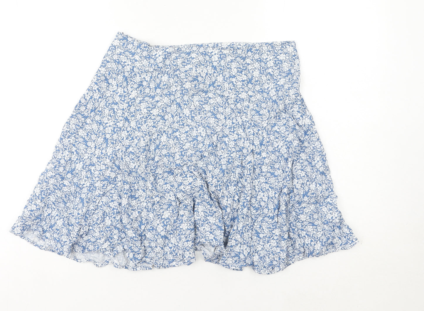 New Look Women's Blue Floral A-Line Skirt Size 12 Viscose Summer