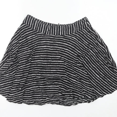 XXI Women’s Black Striped A-Line Short Skirt Size M Cotton Blend
