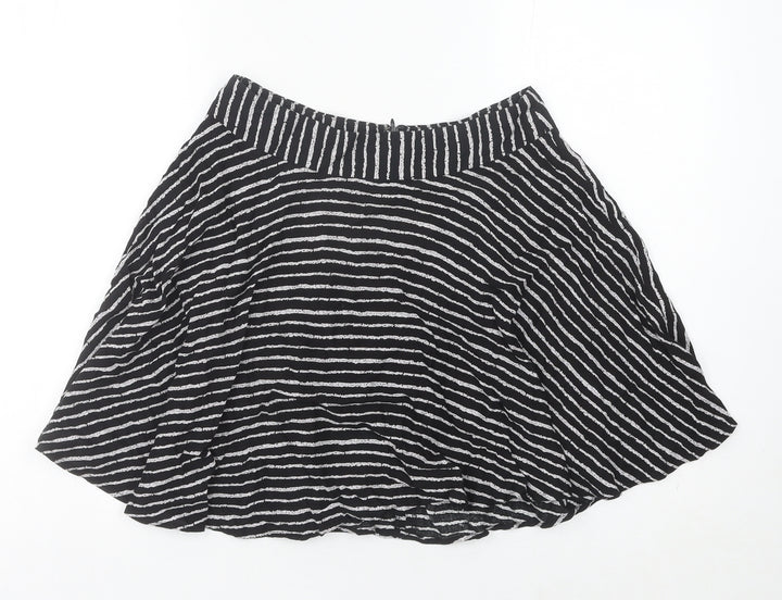 XXI Women’s Black Striped A-Line Short Skirt Size M Cotton Blend