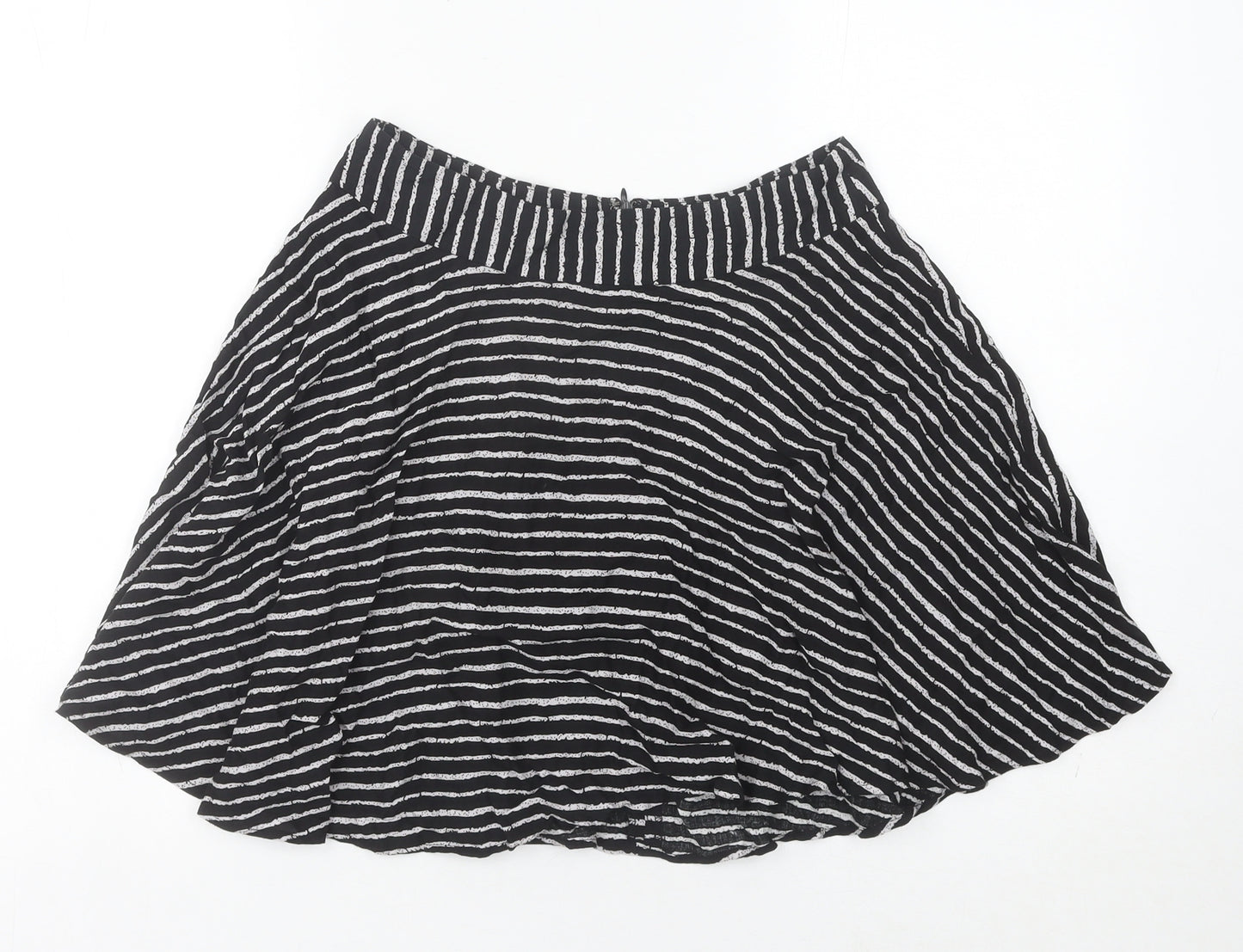 XXI Women’s Black Striped A-Line Short Skirt Size M Cotton Blend