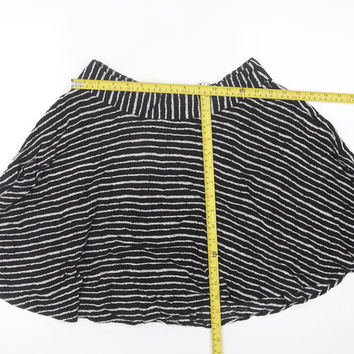 XXI Women’s Black Striped A-Line Short Skirt Size M Cotton Blend