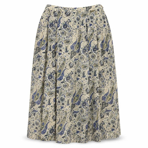Geiger Women’s Beige Paisley A-Line Midi Skirt Size 14 Vintage Cotton
