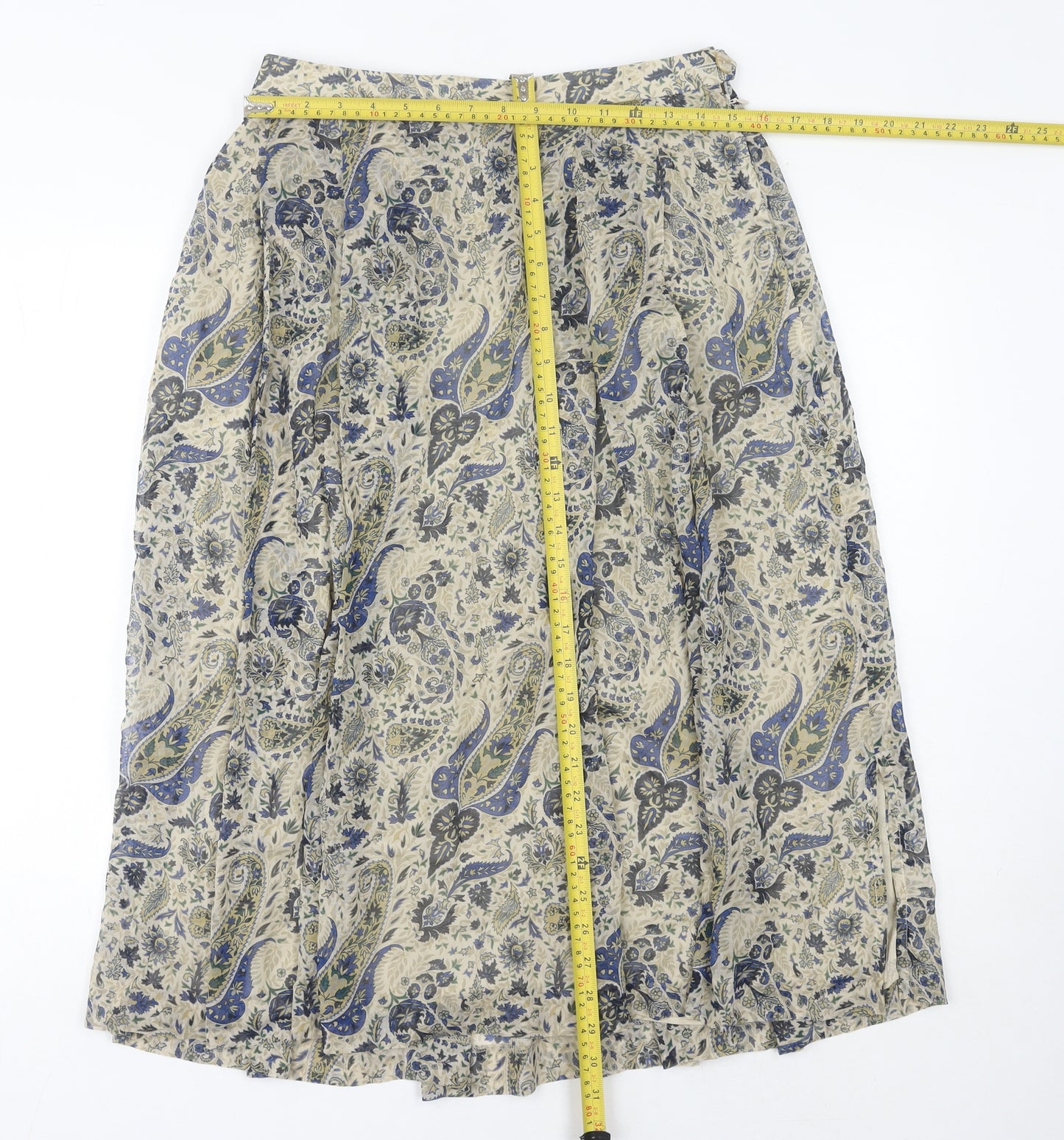 Geiger Women’s Beige Paisley A-Line Midi Skirt Size 14 Vintage Cotton