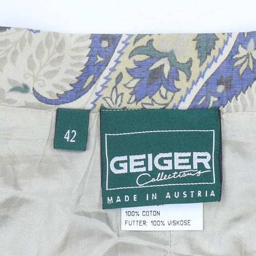 Geiger Women’s Beige Paisley A-Line Midi Skirt Size 14 Vintage Cotton