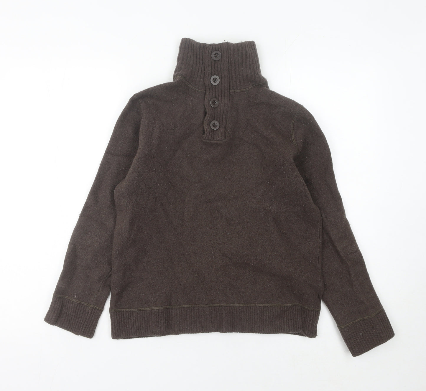 GAP Womens Brown High Neck Lambswool Henley Jumper Size M