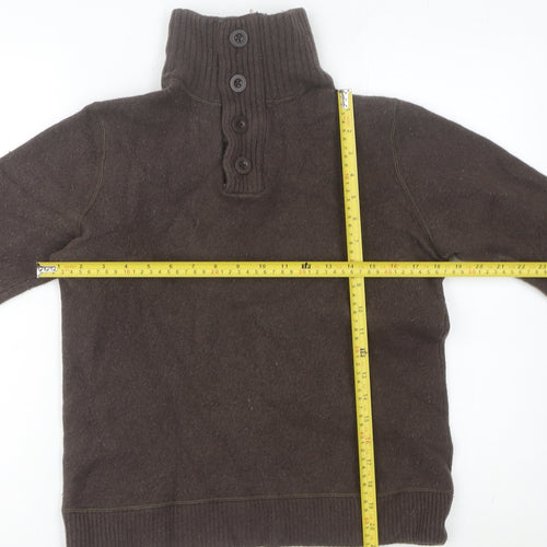 GAP Womens Brown High Neck Lambswool Henley Jumper Size M
