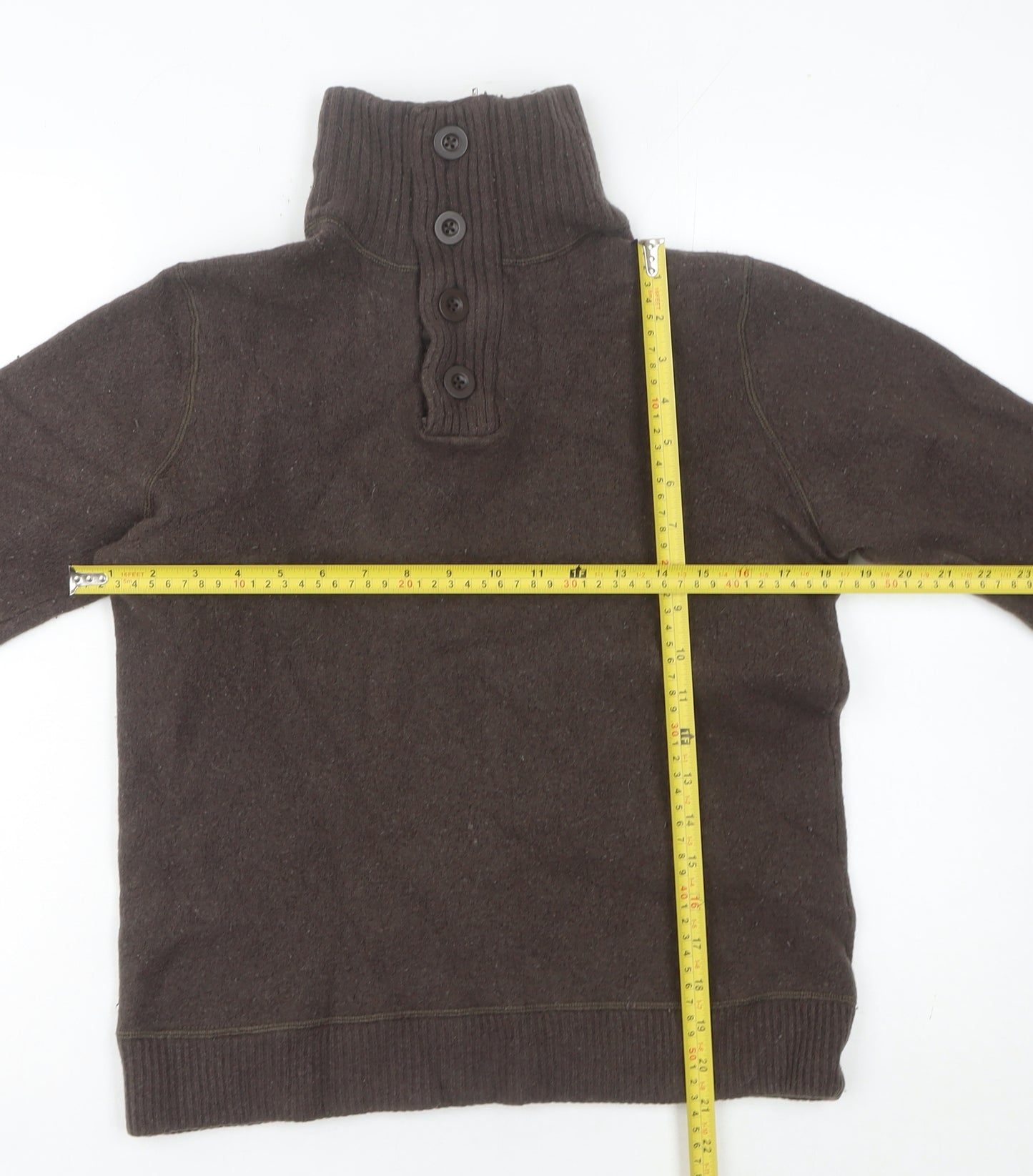 GAP Womens Brown High Neck Lambswool Henley Jumper Size M