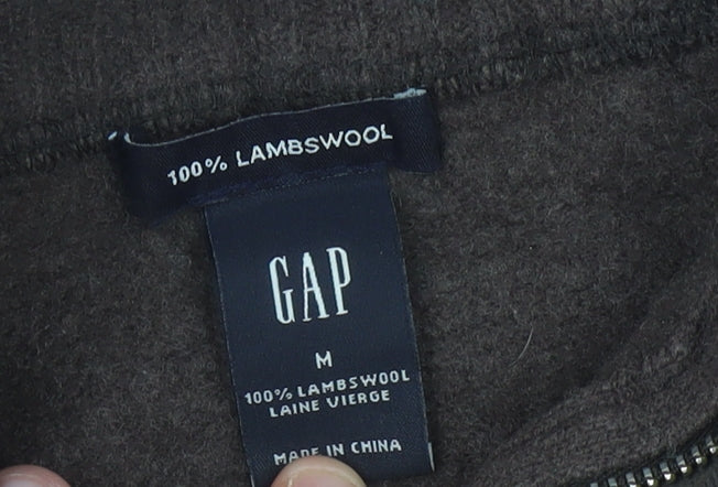 GAP Womens Brown High Neck Lambswool Henley Jumper Size M