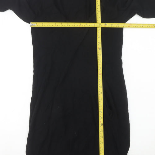 Alter London Women's Black S Jumper Dress Knee Length Knit V-Neck