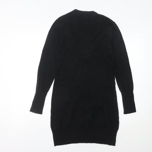 Alter London Women's Black S Jumper Dress Knee Length Knit V-Neck