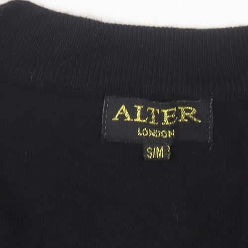 Alter London Women's Black S Jumper Dress Knee Length Knit V-Neck