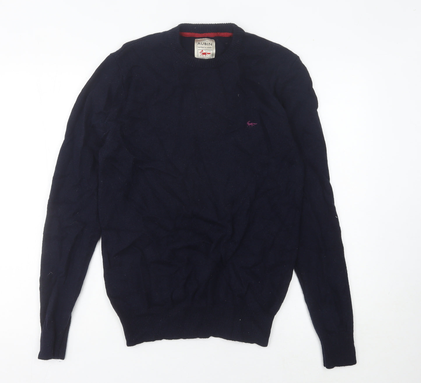 Aubin Men’s Blue Merino Wool Crew Neck Pullover Jumper Medium