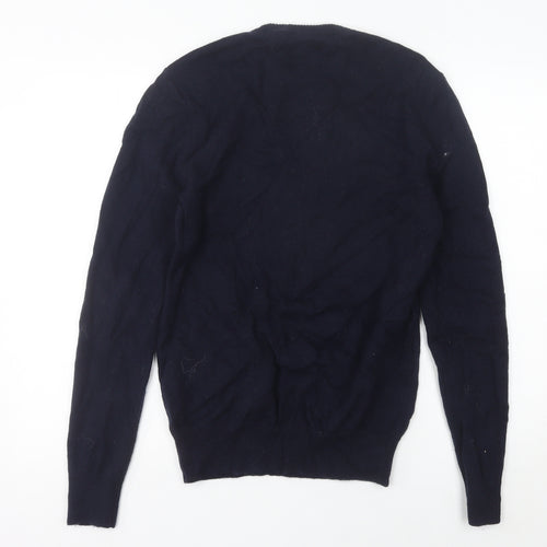 Aubin Men’s Blue Merino Wool Crew Neck Pullover Jumper Medium