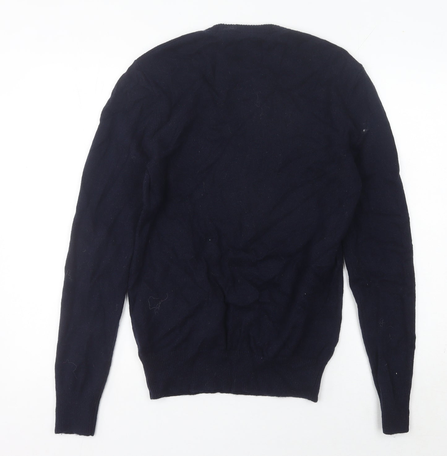 Aubin Men’s Blue Merino Wool Crew Neck Pullover Jumper Medium